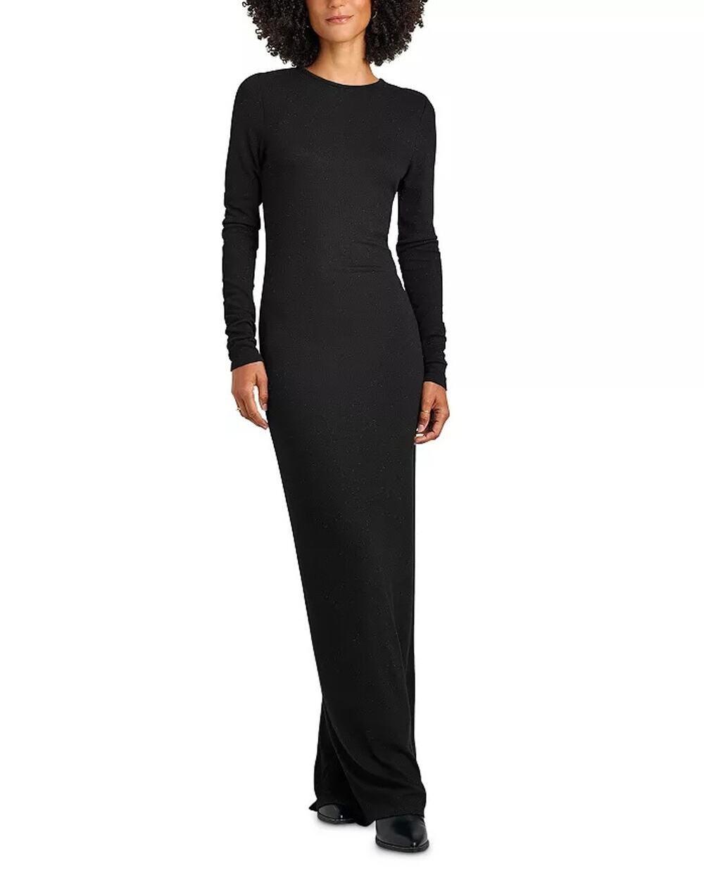 Splendid Women Black Shimmer Knit Viscose Isabella Evening Slit Dress Size S